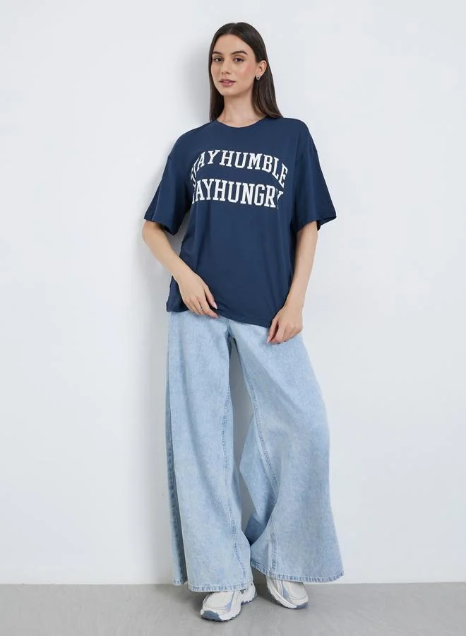 Take Two Take Two Slogan Print Oversized T-Shirt
