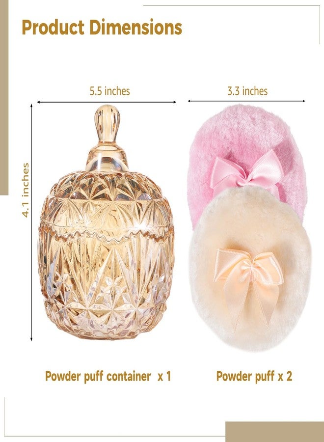 Homaisson 3PCS Glass Powder Puff Container Set, Large Body Powder Puff and Container Crystal Containers Soft Washable Reusable Velour Face Body Glitter Wet Dry Makeup - Image 4