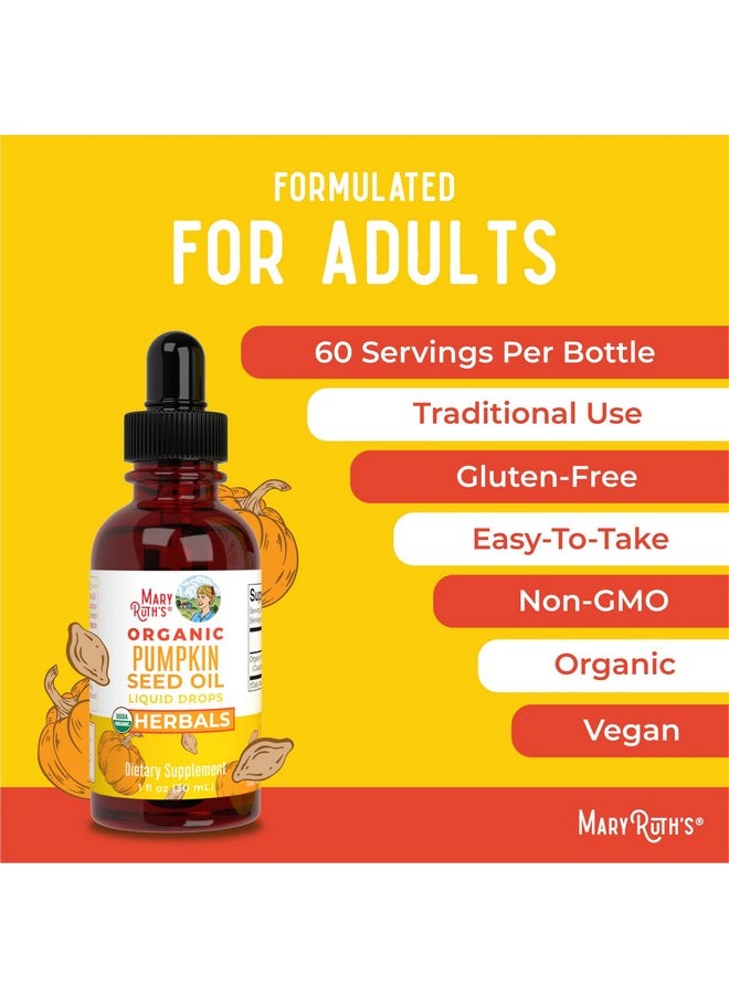MaryRuth Organics - Pumpkin Seed Oil Liquid Drops By Maryruth ; 2 Month Supply ; Sugar Free ; Usda Organic Pumpkin Seed Oil For Men & Women ; Urinary Tract Support ; Hair & Skin Health ; Vegan ; Gluten Free ; 1 Fl Oz - Image 1