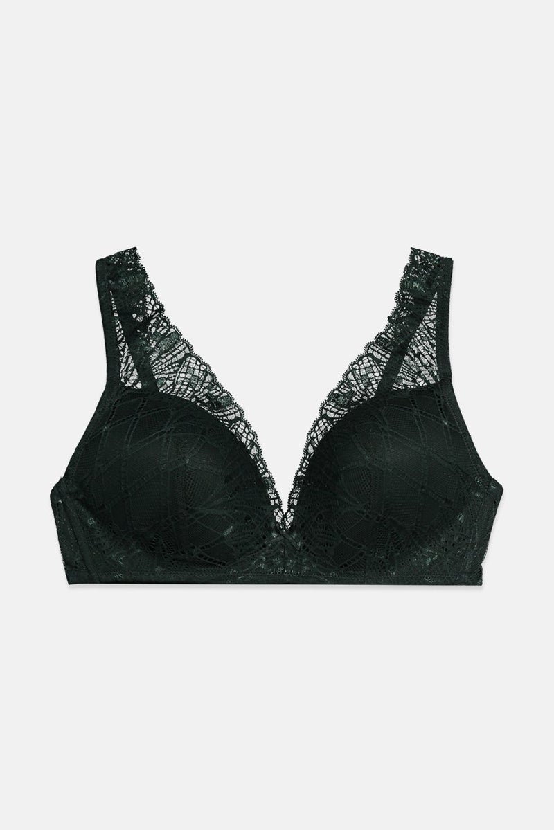 Tchibo Women Padded Non Underwired Soft Cup Bra, Dark Green - Image 1