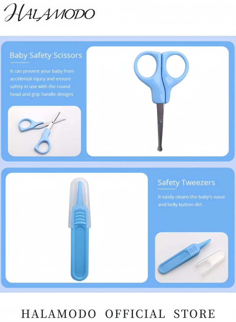 هالامودو مجموعة العناية بالطفل من 8 قطع، مجموعة العناية بالطفل الآمنة مع فرشاة شعر ومشط ومقص وقصافة أظافر وشفاط أنفي، مجموعة العناية بالطفل الأساسية للمواليد الجدد والفتيات والفتيان - Image 5