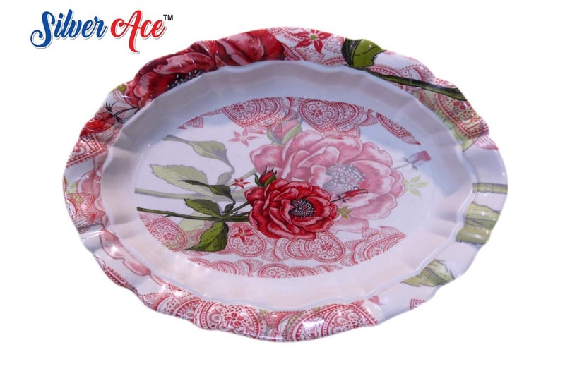 SILVER ACE Silver Ace RED Rose Designer Melamine Dinner Set in Multicolor 42 Pieces  - Image 3