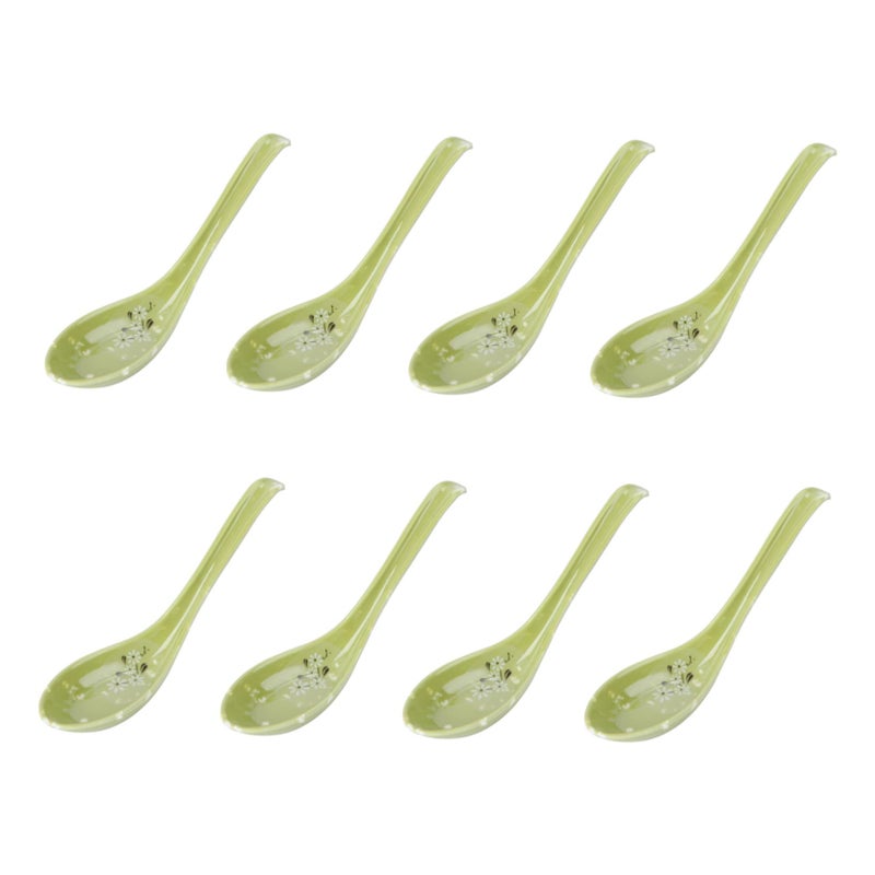 Green Heat Resistant Long Handle Soup Spoons 8pcs Kitchen Stirring and Serving Utensils - Image 2