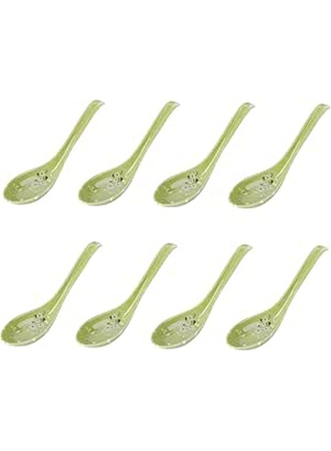 Green Heat Resistant Long Handle Soup Spoons 8pcs Kitchen Stirring and Serving Utensils - Image 1