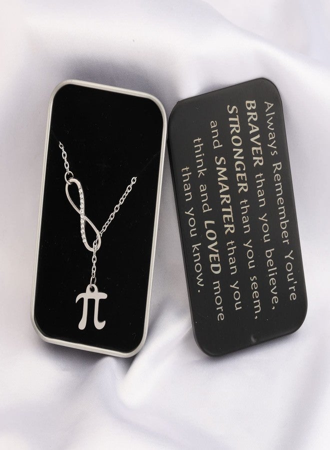 BNQL Pi Necklace Pi Symbol Necklace Pi Pendant Jewelry Necklace Math Teacher Gift with You Are Braver Stronger Smarter Than You Think Jewelry Box (Pi Necklace box) - Image 5