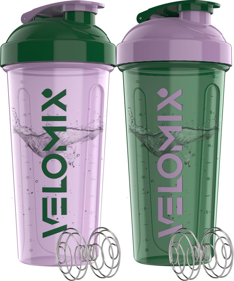 VELOMIX 2 Pack 28 oz Protein Shaker Bottles for Protein Mixes 2x Wire Whisk Leak Proof Shaker Cups for Protein Shakes Protein Shaker Bottle Pack Flower Set - Image 3