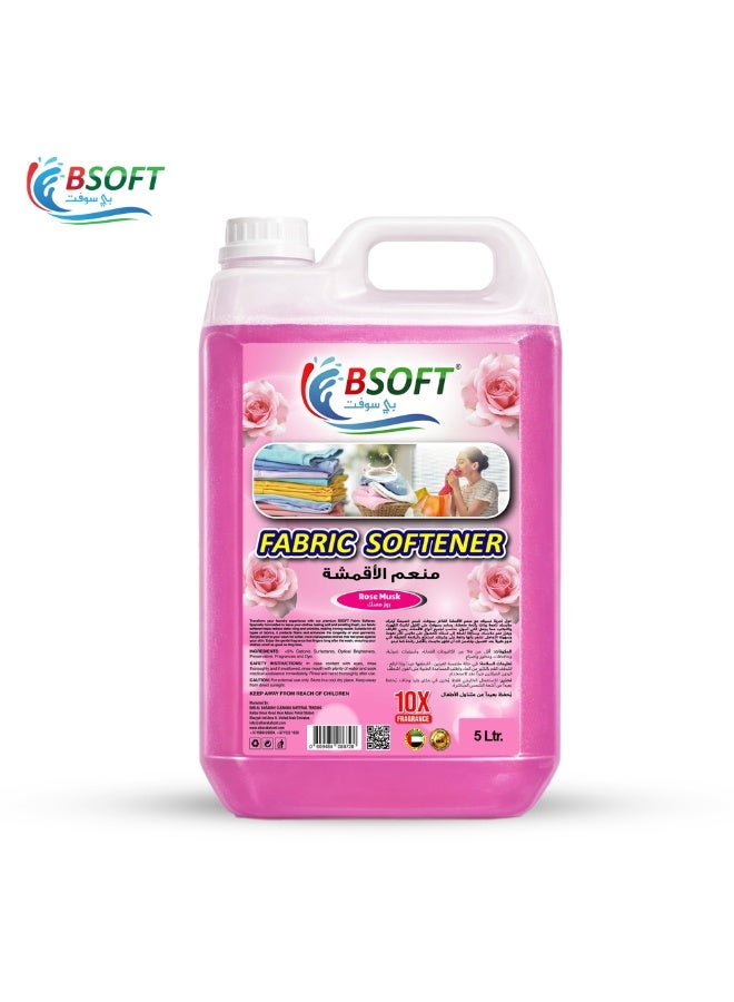 BSOFT Fabric Softener Concentrated Liquid With Rose Musk Fragrance 5L - Image 1