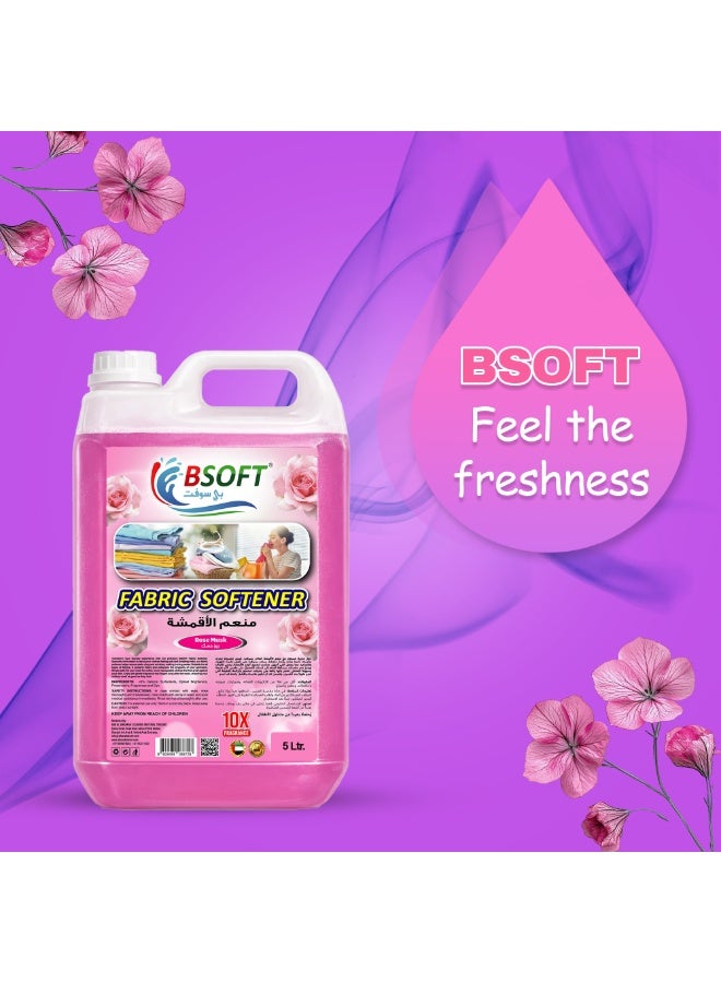 BSOFT Fabric Softener Concentrated Liquid With Rose Musk Fragrance 5L - Image 4