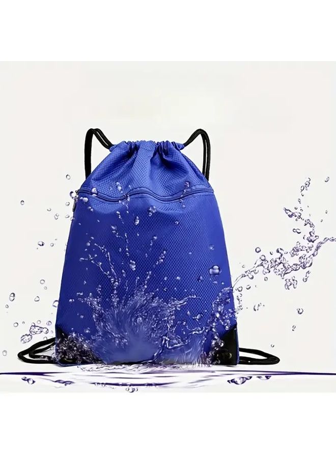 Lightweight Drawstring Sports Backpack Durable Polyester Black - Image 5