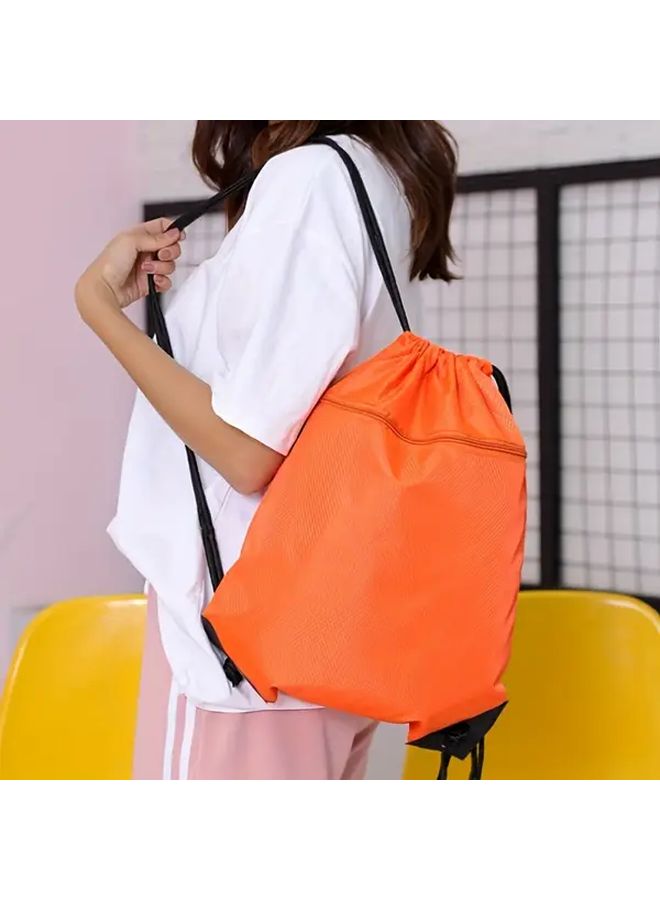 Lightweight Drawstring Sports Backpack Durable Polyester Black - Image 4