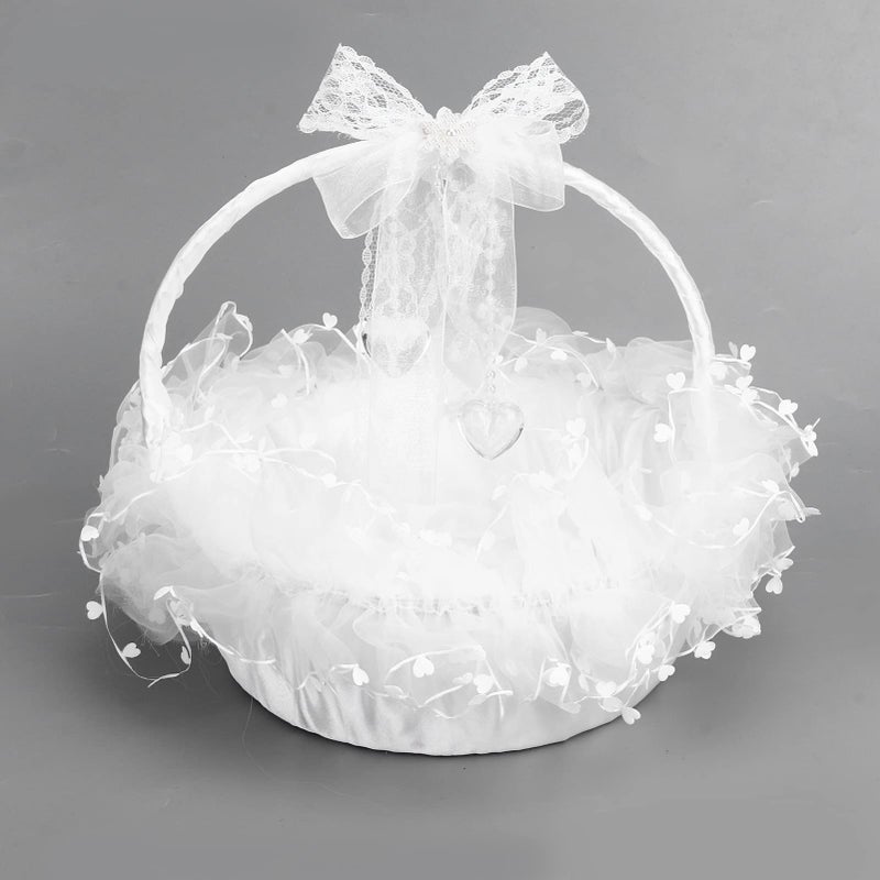 Lace Flower Girl Basket Lightweight Portable Elegant For Wedding Photography Prop - Image 5