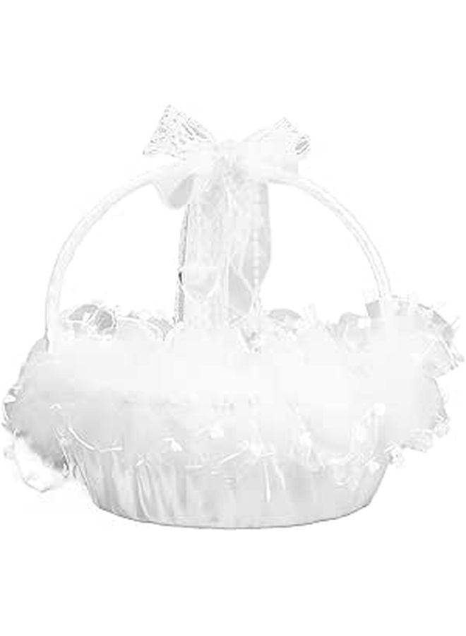 Lace Flower Girl Basket Lightweight Portable Elegant For Wedding Photography Prop - Image 1