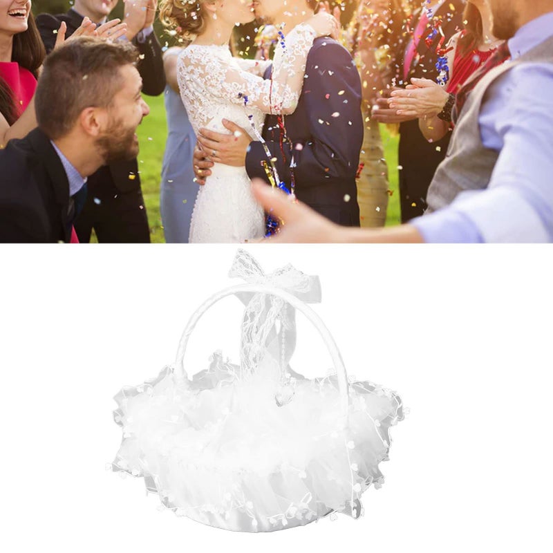 Lace Flower Girl Basket Lightweight Portable Elegant For Wedding Photography Prop - Image 3