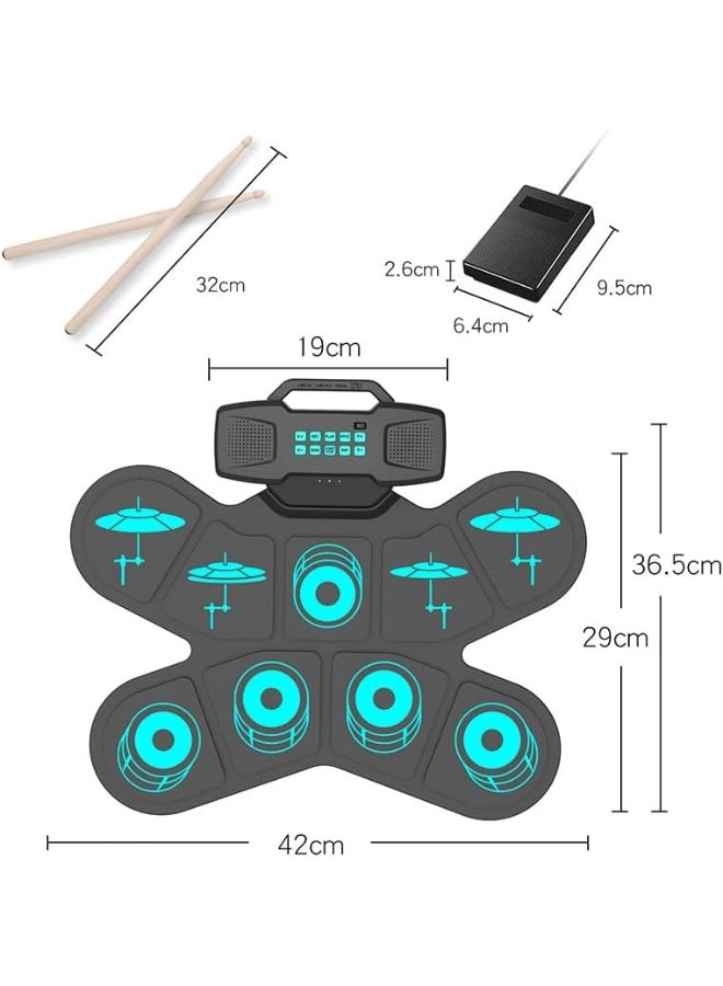 Arabest Electronic Drum Sets, Portable 9-Pads Electronic Drum Set with USB MIDI Connectivity and Drum Sticks Foot Pedals, Built-in Stereo Dual Speakers for Beginner or Kid's New Years & Birthday Gift - Image 2