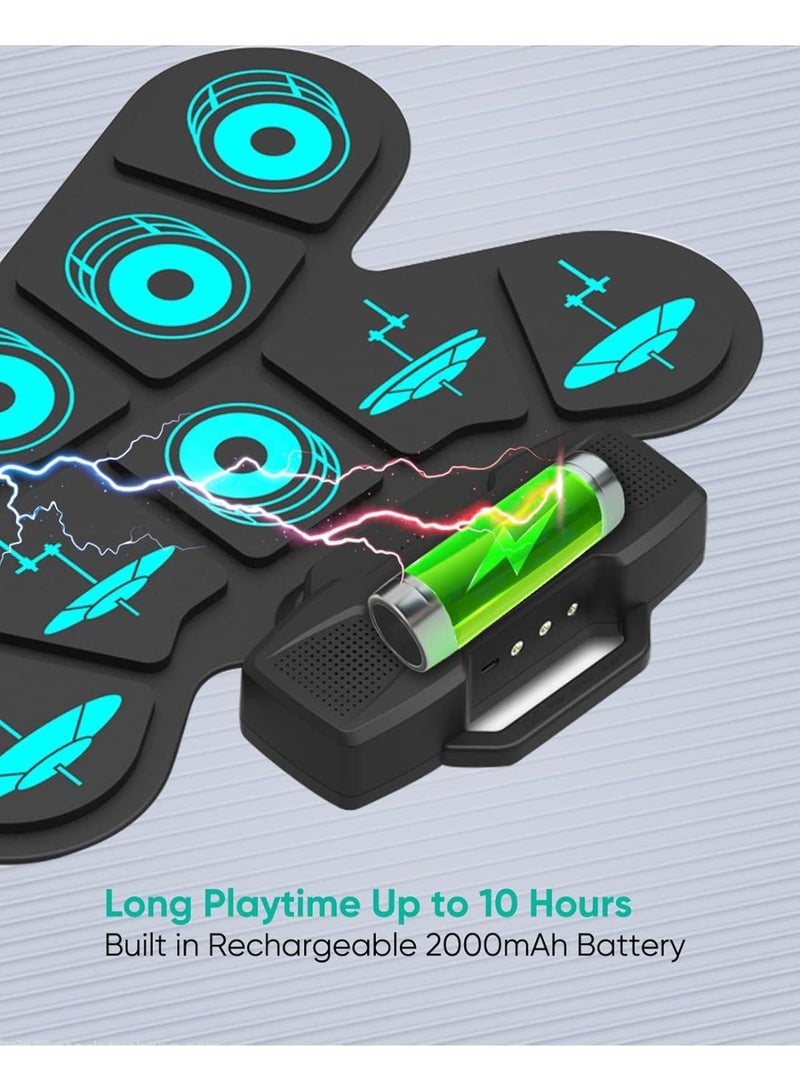 Arabest Electronic Drum Sets, Portable 9-Pads Electronic Drum Set with USB MIDI Connectivity and Drum Sticks Foot Pedals, Built-in Stereo Dual Speakers for Beginner or Kid's New Years & Birthday Gift - Image 4