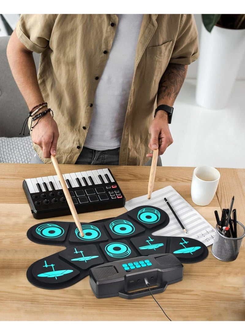 Arabest Electronic Drum Sets, Portable 9-Pads Electronic Drum Set with USB MIDI Connectivity and Drum Sticks Foot Pedals, Built-in Stereo Dual Speakers for Beginner or Kid's New Years & Birthday Gift - Image 5