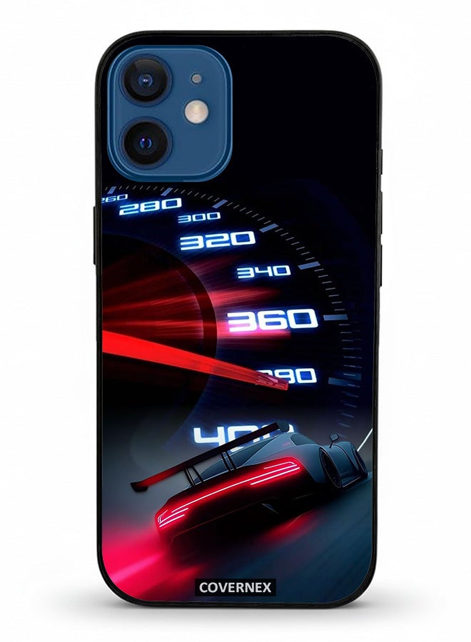 Covernex Apple iPhone 12 Mini Protective Case Cover Printed Featuring High Speed Dashboard Neon Racing Speedometer - Image 2