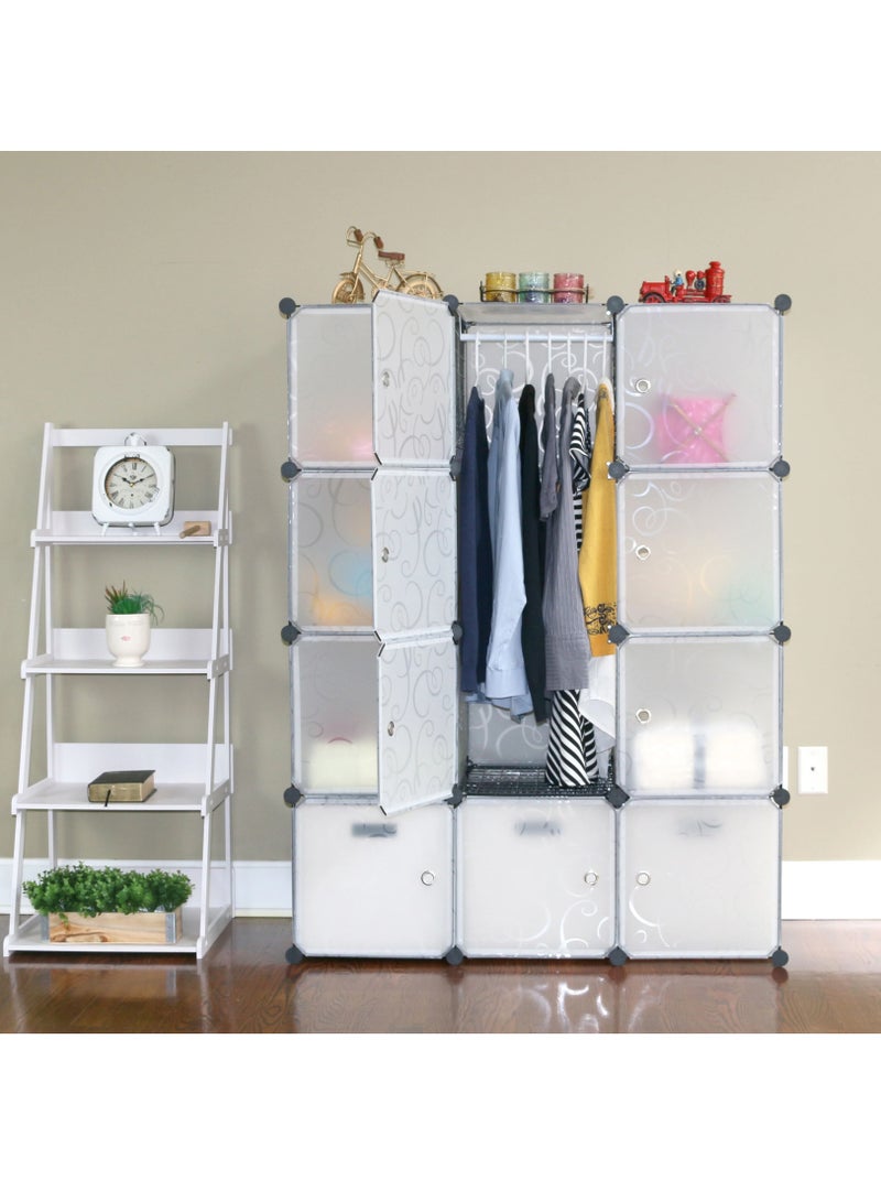 DubaiGallery 12 -Cube Plastic Shoe Storage Organizer Units, Stackable Shoe Organizing Rack, Closed Shoe Organizer Boxes Bins with Doors, Space Saving Shoe Storage Cabinet for Heels, Boots, Slippers - Image 1