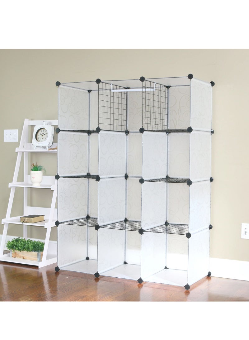 DubaiGallery 12 -Cube Plastic Shoe Storage Organizer Units, Stackable Shoe Organizing Rack, Closed Shoe Organizer Boxes Bins with Doors, Space Saving Shoe Storage Cabinet for Heels, Boots, Slippers - Image 2