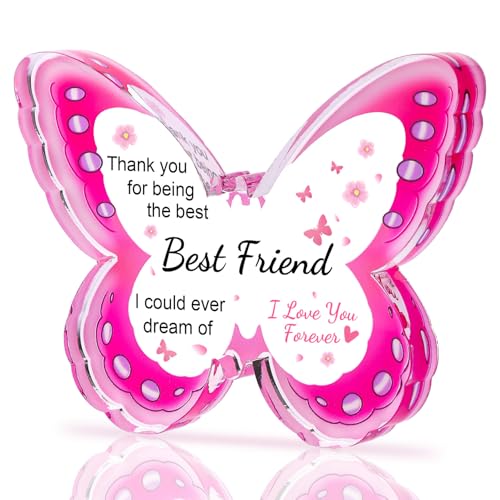 iLifemate Best Friend Friendship Birthday Gifts for Women, Valentines Day Gifts for Friends, Best Friend Valentine Gifts, Unique Best Bestie Special Decorations - Acrylic Butterfly Plaque 4.3x3.3 inch - Image 1