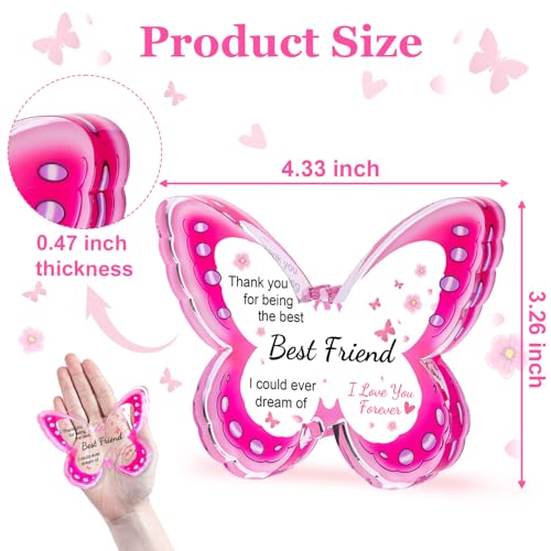 iLifemate Best Friend Friendship Birthday Gifts for Women, Valentines Day Gifts for Friends, Best Friend Valentine Gifts, Unique Best Bestie Special Decorations - Acrylic Butterfly Plaque 4.3x3.3 inch - Image 5