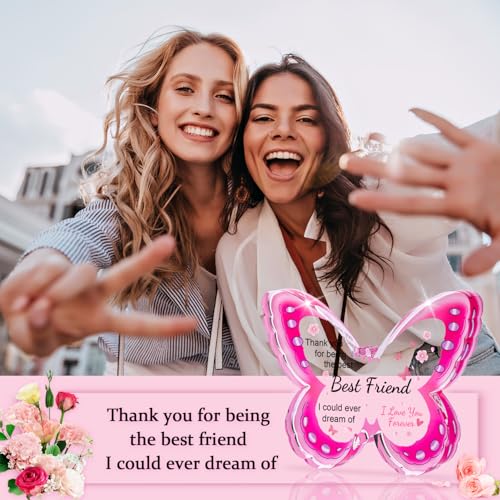 iLifemate Best Friend Friendship Birthday Gifts for Women, Valentines Day Gifts for Friends, Best Friend Valentine Gifts, Unique Best Bestie Special Decorations - Acrylic Butterfly Plaque 4.3x3.3 inch - Image 3