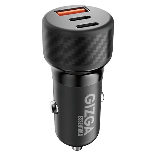 Gizga Essentials Gizga Essential 68W Triple Port Fast Car Charger with 2 × PD Type-C & USB-A, Overvoltage & Temperature Protection| Compact Portable Car Adapter for iPhone Android Smartwatch Earbud Power Bank(Black) - Image 1