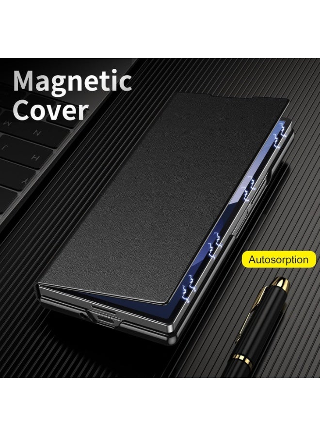 XIMAND جراب Ximand المغناطيسي القابل للطي لهاتف Samsung Galaxy Z Fold 7، مع حامل متعدد الزوايا، مصنوع من جلد فاخر عالي الجودة، مع غطاء واقٍ نحيف بمفصلة كاملة للجسم - Image 2
