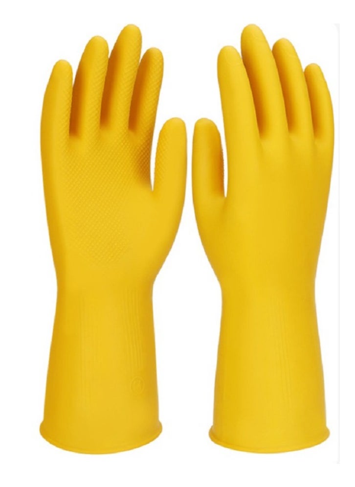 Beauenty - Super Grip Household Gloves Thickened Oxford Latex Gloves Rubber Waterproof Multifunctional Household Dishwashing Gloves Yellow M - Image 1