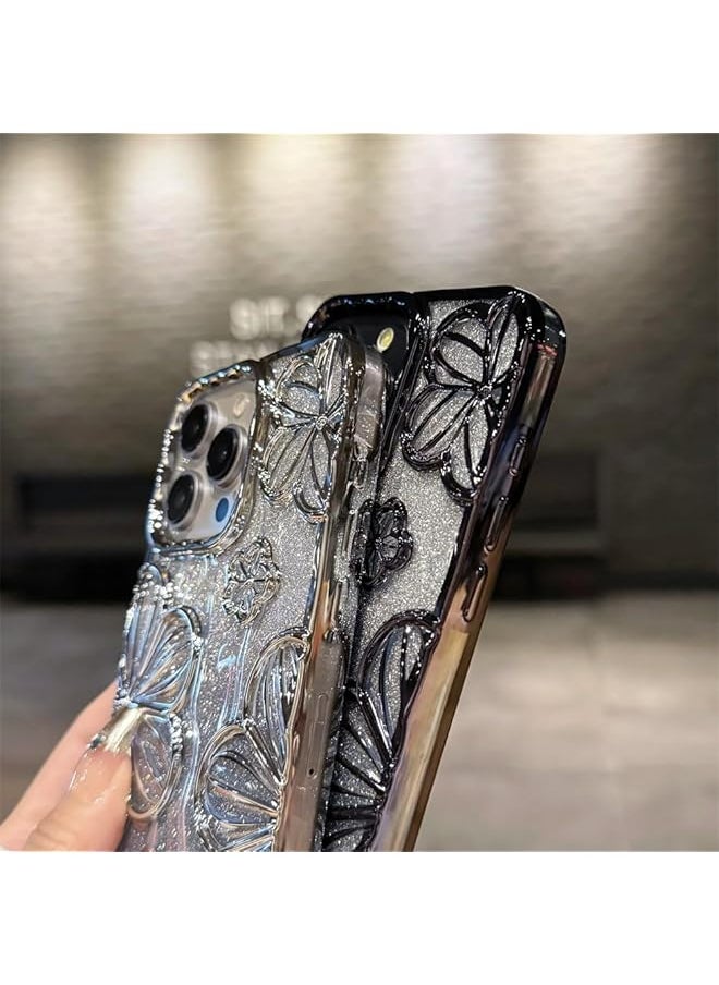 Sparkle Case For Iphone 16 Pro Max，Iphone 16 15 14 13 12 Pro Max Case，Dazzle 3D Flower，Camera Protection，Elegant Gradient Cover，Premium Shiny Iphone 16 Case 【 Iphone 16 Pro Max】6.9In Gold