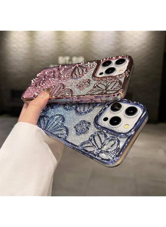 Sparkle Case For Iphone 16 Pro Max，Iphone 16 15 14 13 12 Pro Max Case，Dazzle 3D Flower，Camera Protection，Elegant Gradient Cover，Premium Shiny Iphone 16 Case 【 Iphone 16 Pro Max】6.9In Gold