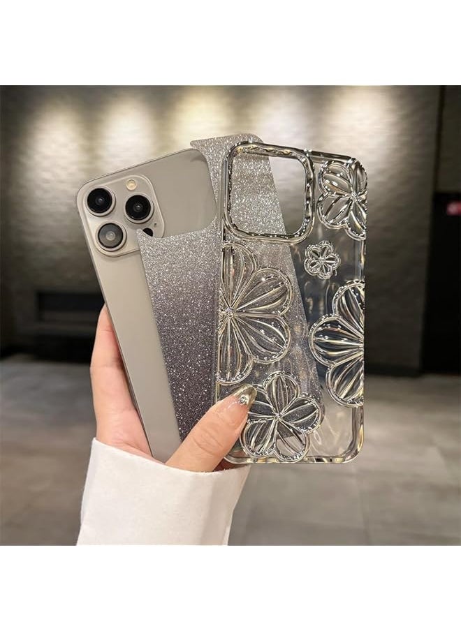Sparkle Case For Iphone 16 Pro Max，Iphone 16 15 14 13 12 Pro Max Case，Dazzle 3D Flower，Camera Protection，Elegant Gradient Cover，Premium Shiny Iphone 16 Case 【 Iphone 16 Pro Max】6.9In Gold