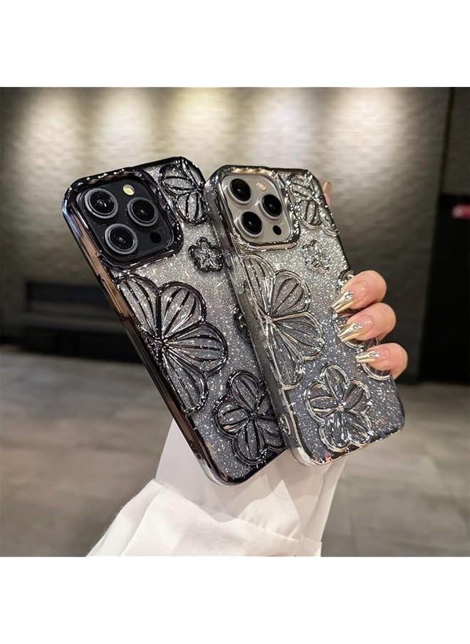 Sparkle Case For Iphone 16 Pro Max，Iphone 16 15 14 13 12 Pro Max Case，Dazzle 3D Flower，Camera Protection，Elegant Gradient Cover，Premium Shiny Iphone 16 Case 【 Iphone 16 Pro Max】6.9In Gold