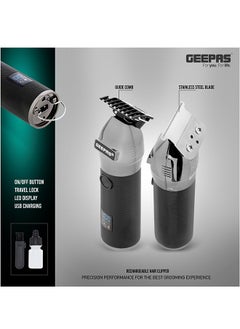 GEEPAS Rechargeable Hair Clipper With LED Display, Lithium Battery, 120mins Working, Stainless Steel Blades Travel Lock USB Charging 4 Guide Combs, Convinient To Operate  - Image 4