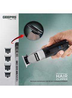 GEEPAS Rechargeable Hair Clipper With LED Display, Lithium Battery, 120mins Working, Stainless Steel Blades Travel Lock USB Charging 4 Guide Combs, Convinient To Operate  - Image 5
