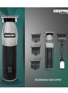 GEEPAS Rechargeable Hair Clipper With LED Display, Lithium Battery, 120mins Working, Stainless Steel Blades Travel Lock USB Charging 4 Guide Combs, Convinient To Operate  - Image 3