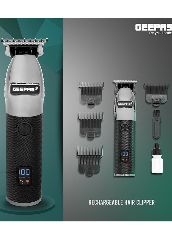 GEEPAS Rechargeable Hair Clipper With LED Display, Lithium Battery, 120mins Working, Stainless Steel Blades Travel Lock USB Charging 4 Guide Combs, Convinient To Operate - Image 3