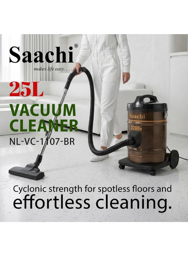 Saachi Dry Vacuum Cleaner NL-VC-1107-BR, 25L Steel Tank, 2200W Copper Motor, Air Blower, Multi-Filtration, Lightweight & Compact Design 2200 W NL-VC-1107-BR brown - Image 4