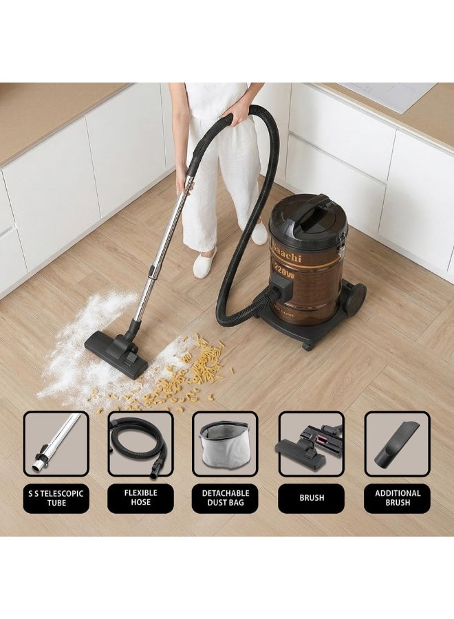 Saachi Dry Vacuum Cleaner NL-VC-1107-BR, 25L Steel Tank, 2200W Copper Motor, Air Blower, Multi-Filtration, Lightweight & Compact Design 2200 W NL-VC-1107-BR brown - Image 3