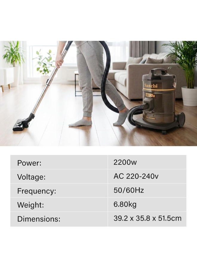 Saachi Dry Vacuum Cleaner NL-VC-1107-BR, 25L Steel Tank, 2200W Copper Motor, Air Blower, Multi-Filtration, Lightweight & Compact Design 2200 W NL-VC-1107-BR brown - Image 5