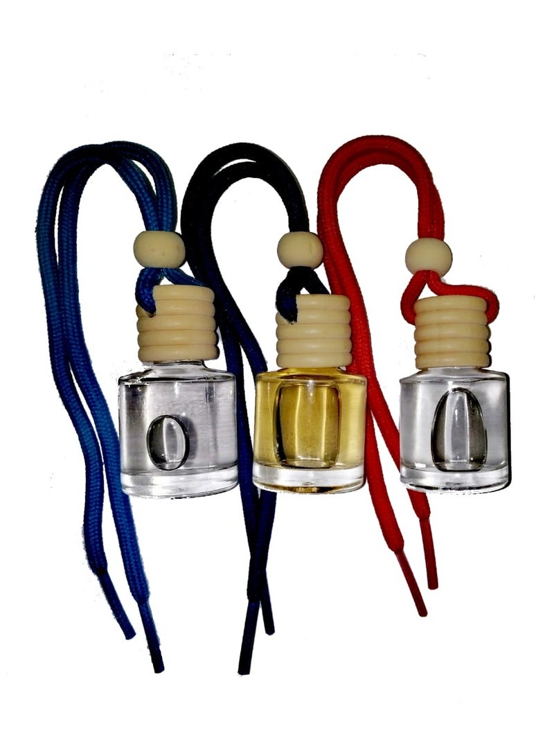 عبوة زجاجية (جرة) معطر الجو  عرض3 في 1 للسيارة 8 مل. الرائحة:فريز, نيوكار, الثلج الأسود. من شركة مينتواوتو.