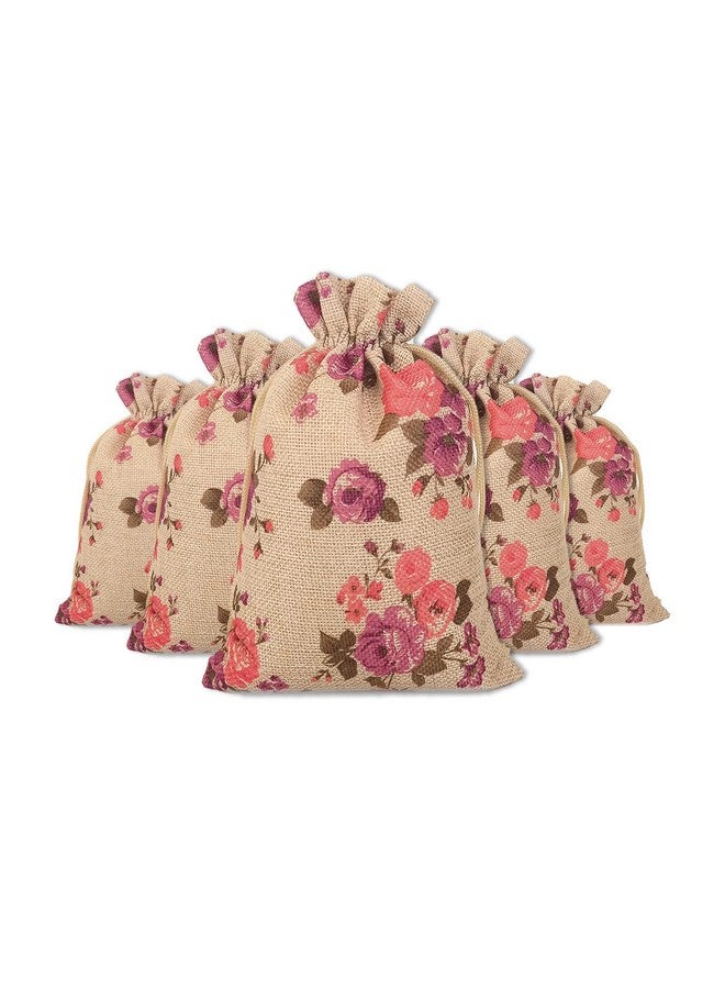 LifeKrafts Linen Pouches,Birthday & Party Favour Gift Bag,Gifts Bags for Return Gifts Bags,Size-12 * 12 inches(30x30 cms) Purple Floral Pack of 100. - Image 1