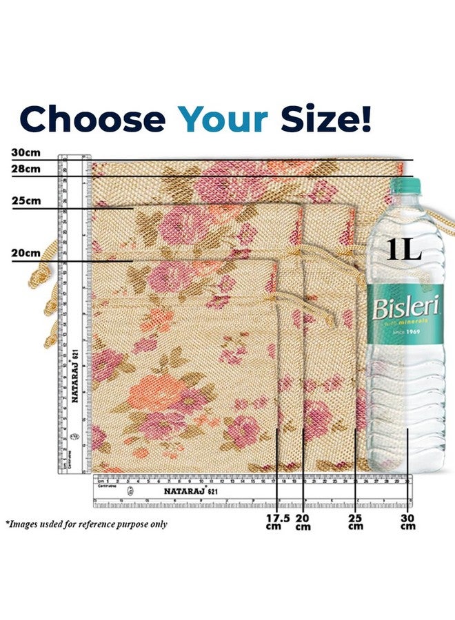 LifeKrafts Linen Pouches,Birthday & Party Favour Gift Bag,Gifts Bags for Return Gifts Bags,Size-12 * 12 inches(30x30 cms) Purple Floral Pack of 100. - Image 3