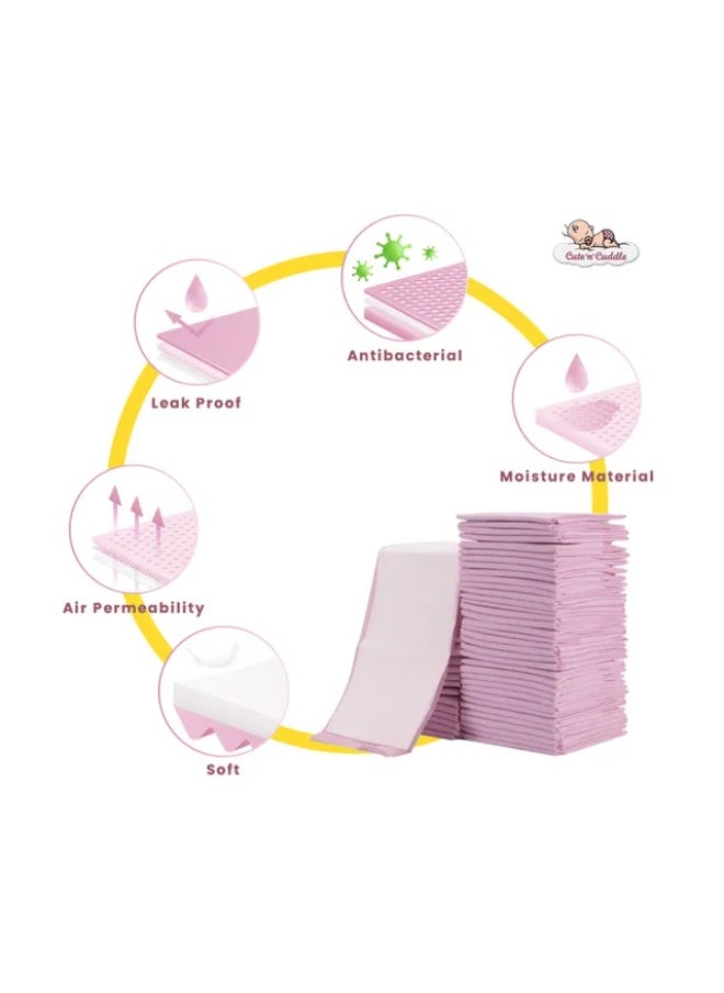 Cute 'n' Cuddle Cute 'n' Cuddle – 120 Pcs Disposable Changing Mat Pink (60×45 cm) with 120 Pink Scented Diaper Bags – Soft, Leak-Proof & Travel Friendly  - Image 3