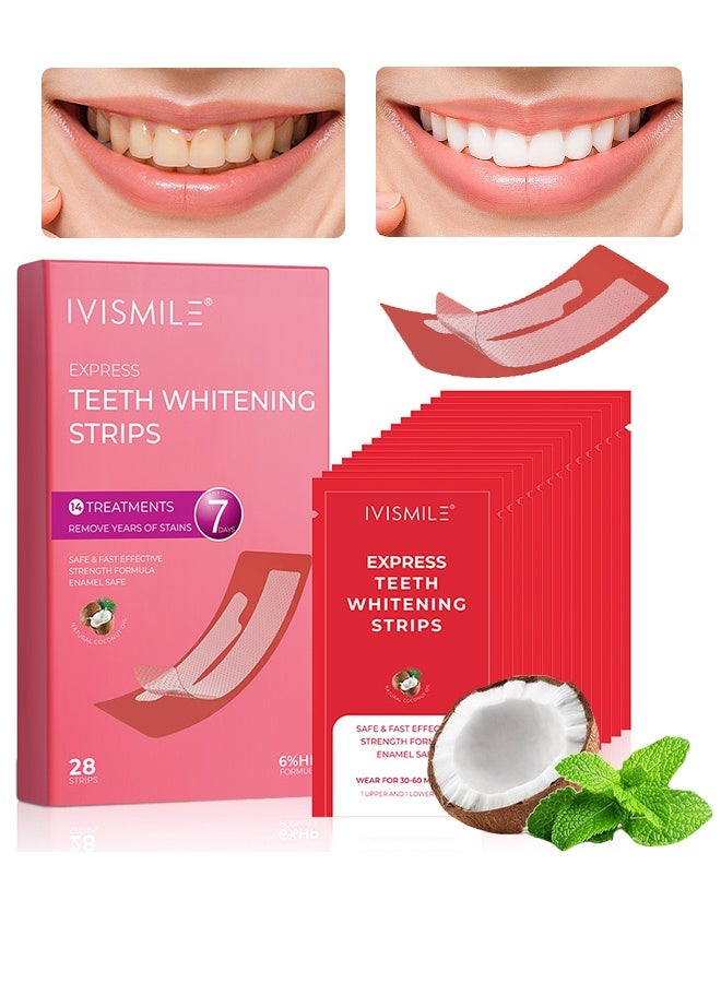 IVISMILE Express Teeth Whitening Strips, 14 Treatments Remove Years of Stains - Sensitive Teeth whitening Strips, Deep Stains Removal, Enamel Safe, Instant Teeth Whitening Without The Harm (28 Strips) - Image 1