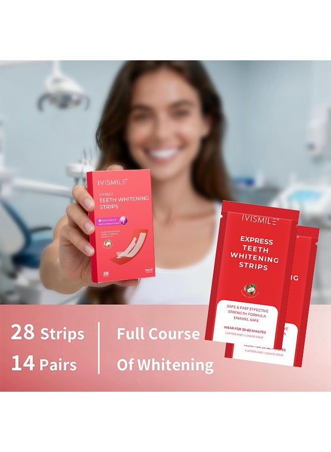 IVISMILE Express Teeth Whitening Strips, 14 Treatments Remove Years of Stains - Sensitive Teeth whitening Strips, Deep Stains Removal, Enamel Safe, Instant Teeth Whitening Without The Harm (28 Strips) - Image 2
