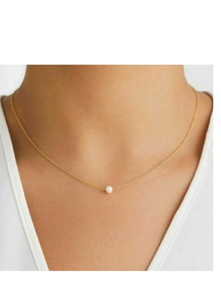 اكسوارات ار ايه سلسله نسائية أنيقة من سلسلة ذهبية ولؤلؤة اوف وايت - Image 1