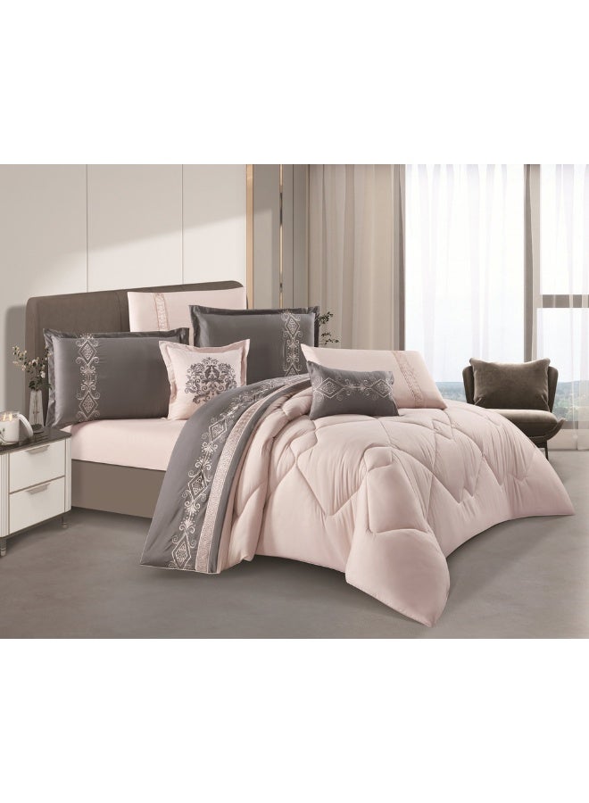Hours Horse 8-piece king-size comforter set, embroidered with a modern and distinctive pattern  - Image 1