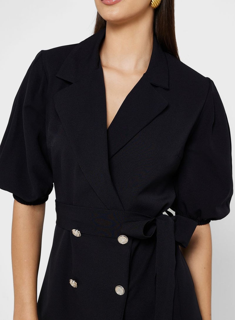 Fashonara Surplice Neck Tie Detail Jacket Dress  - Image 3