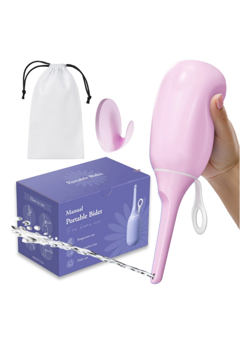 Marjo Portable Bidet for Travel & Postpartum | Peri Bottle with Foldable Lid, Gentle Flow Control, BPA-Free, No-Leak, Hygienic Cap | Compact, Refillable, Handheld Feminine Wash Bottle (Peachy Pink, 400ml) - Image 1